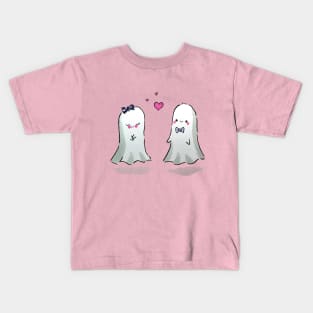Cute Ghost Couple Fall in Love Kids T-Shirt